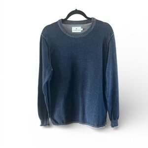 The Normal Brand Apres Ski Stitched Crewneck Sweater In Blue & Tan
